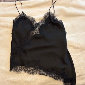 Zara Black Lace Trim Camisole Top